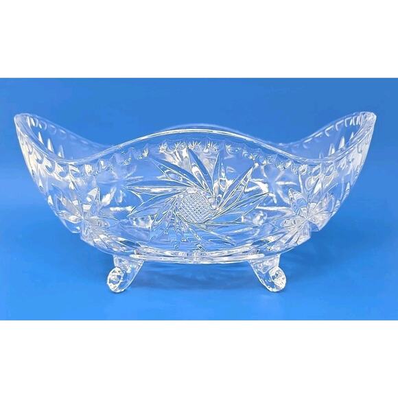 Vtg W. German Anna Hutte Bleikristall 24% Lead Crystal Hand Cut Footed Bowl U297